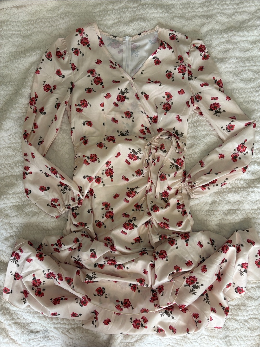 SHEIN Pink Floral Wrap Maxi Dress